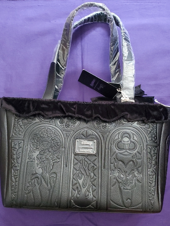 Loungefly Handbags - Loungefly Disney Black Embossed Gothic Tote with Velvet Trim (Hot Topic)